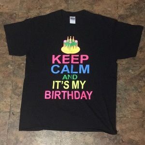 A black Gildan birthday shirt